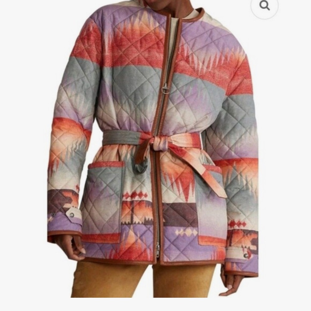 $698 Polo RALPH LAUREN Womens XXL Jacket AZTEC SUNSET Southwest Belted 2XL COAT